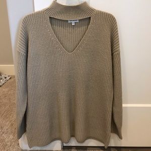 Tan/ Beige cut open chest sweater!
